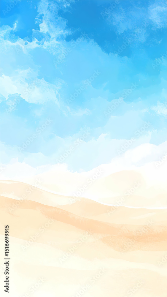 Abstract Seascape Painting Blue Sky Yellow Sand Beach Abstract Seascape Painting Blue Sky Yellow Sand Beach