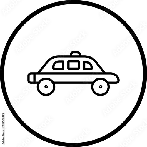 Police Car Line Icon Style