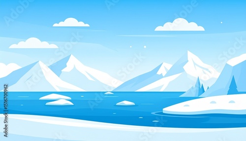 arctic landscape illustration scene by generative ai
