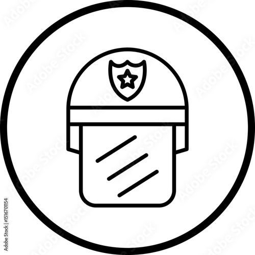 Police Helmet Line Icon Style