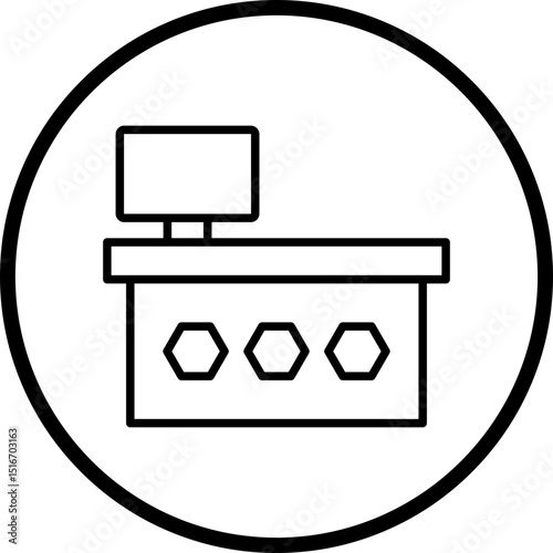 Counter Desk Line Icon Style