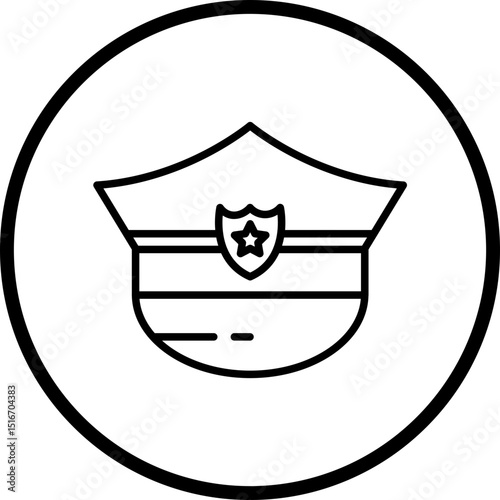 Police Hat Line Icon Style
