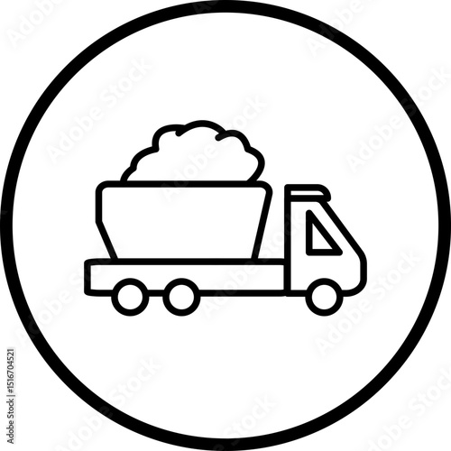 Dump Truck Line Icon Style