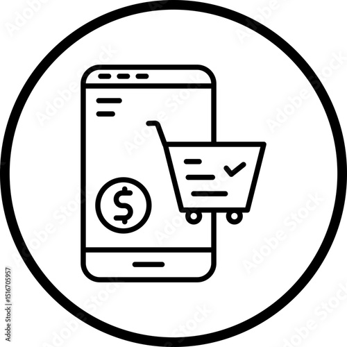 Online Shopping Line Icon Style