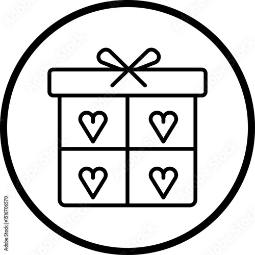 Gift Box Line Icon Style