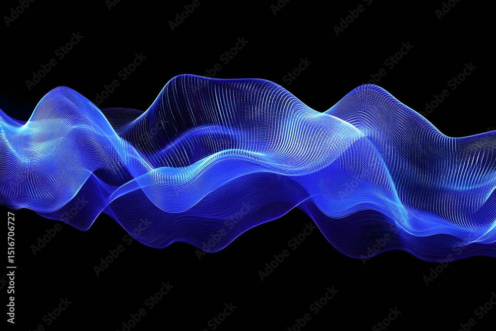 Fototapeta premium Dynamic Blue Wave Abstract: Mesmerizing Digital Art