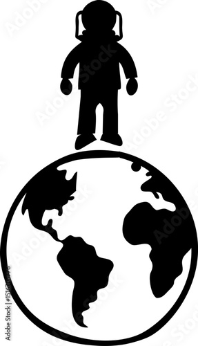 astronaut standing on moon with earth in sky.eps