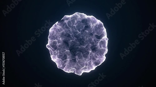 Abstract Energy Glowing 3D Particle Sphere in Motion . 4K Animation Loop
