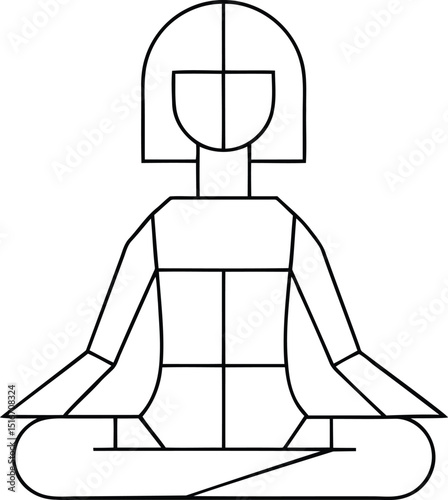 Woman in lotus pose, yoga meditation, line art vector illustration, Woman in lotus pose or yoga meditation silhouette vector icon art