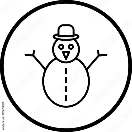 Snowman Line Icon Style