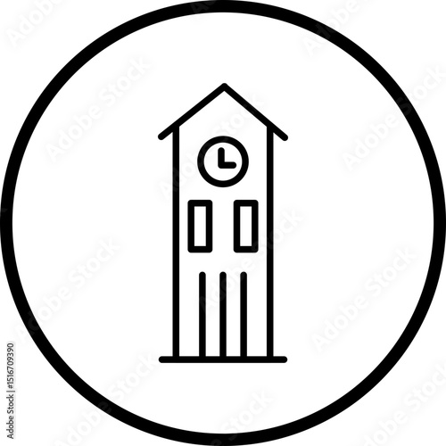 Clock Tower Line Icon Style