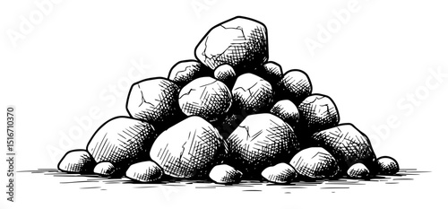 hand drawn pile of stones vector illustration
