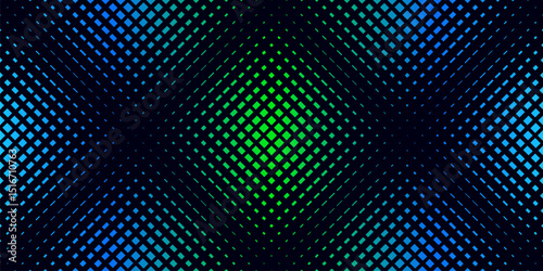 Vector seamless pattern with halftone effect. Abstract geometric background with fading lines, grid, mesh. Funky sport texture, urban art. Trendy sporty pattern. Dynamic creative design. Neon gradient