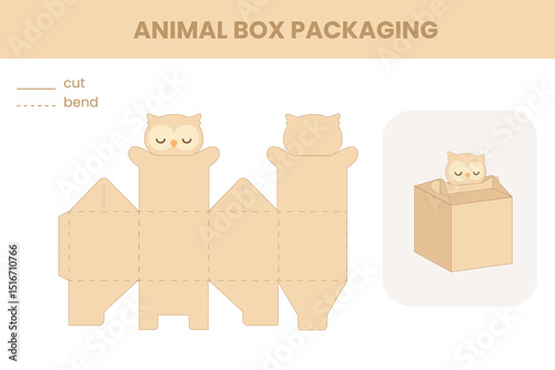 Cute Owl Animal Box Packaging Template – Printable Paper Craft