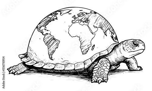 turtle with world map shell surreal concept