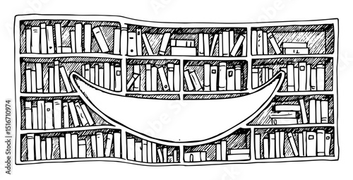 bookshelf shaped like smiley face