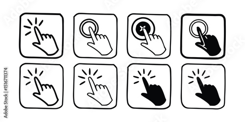 Collection of Hand Click Icons Tap, Touch, Press, and More