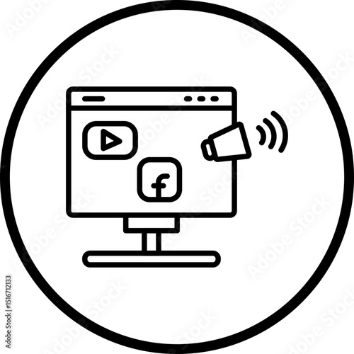 Media Campaign Line Icon Style