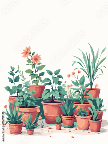 Houseplants on Balcony in Morning Sun