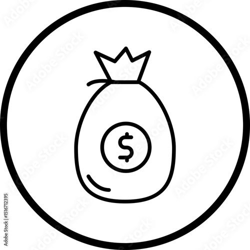Money Bag Line Icon Style