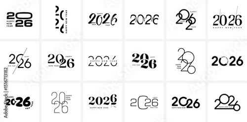 2026 set, New Year number logo vector collection