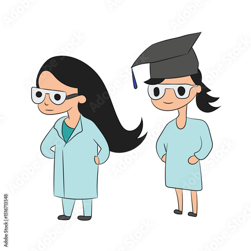 medical staff doctor and nurse illustration