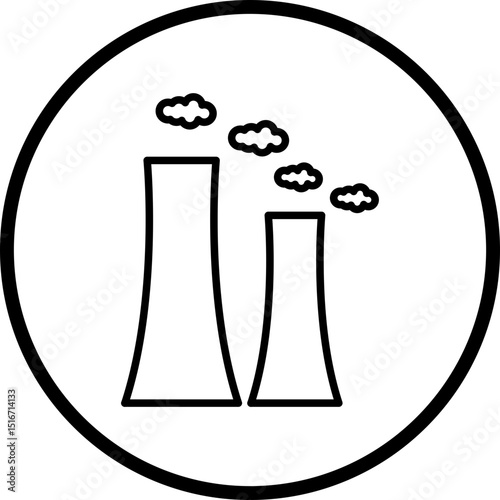 Nuclear Plant Line Icon Style