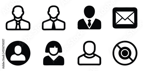Simple User Interface Icons People, Email, and Disc Symbols
