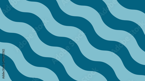 A simple blue waves flat background. Blue water flowing texture. Summer backdrop.  A simple sea or ocean waves illustration.