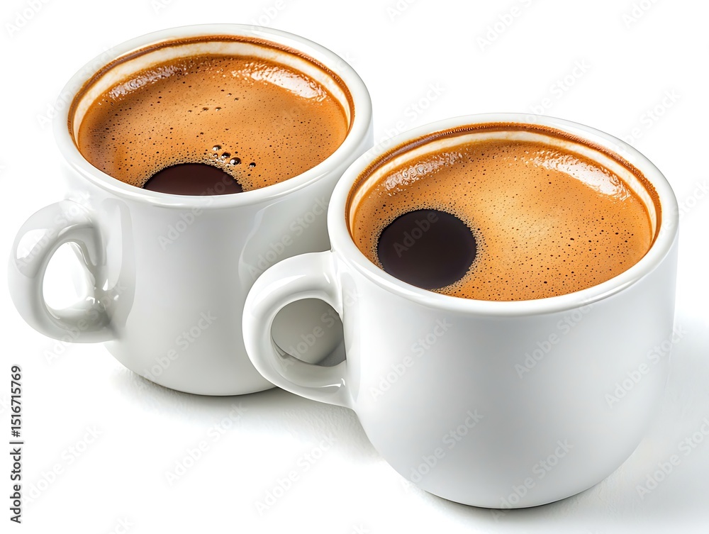 Fototapeta premium Two Espresso Cups, White Background