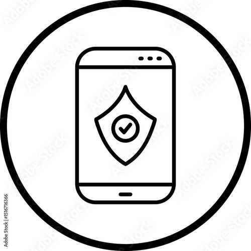 Mobile Security Line Icon Style