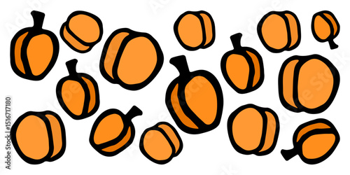 Vector color banner of ripe apricots on a white isolated background