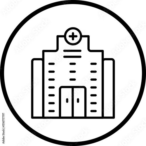 Hospital Line Icon Style