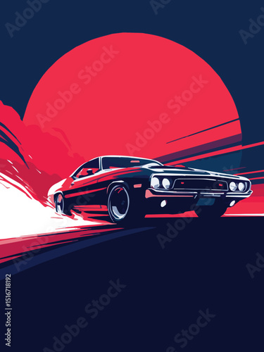 red muscle sports car vector
