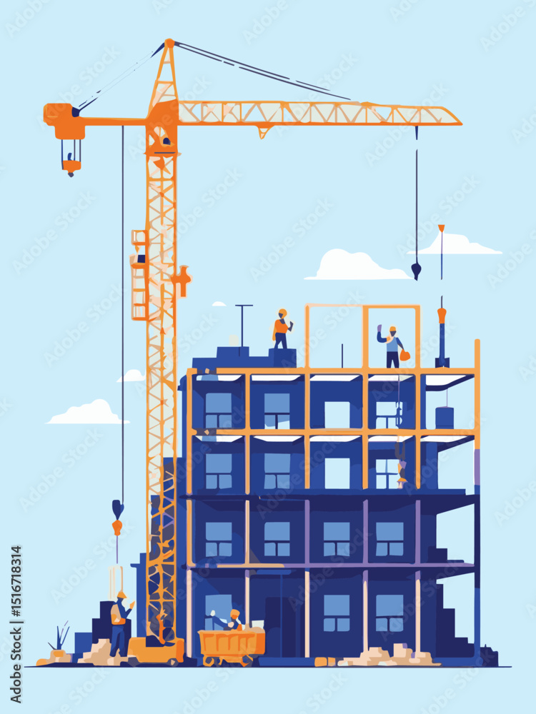 construction site with crane