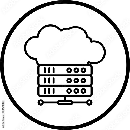 Cloud Server Line Icon Style