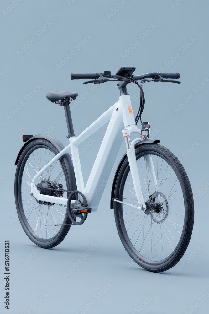 Fototapeta premium of sleek modern electric bicycle on neutral background