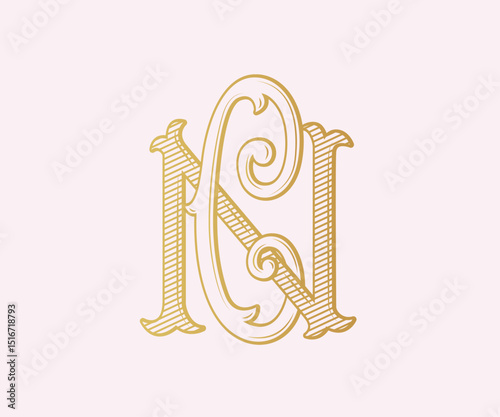 CN, NC, logo CN, Letter CN,  Monogram CN, Wedding Monogram, Wedding Logo, Logo Design , Monogram Vintage