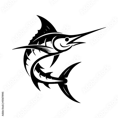 Detailed Marlin Fish Drawing - Sport Fishing Logo & Artwork