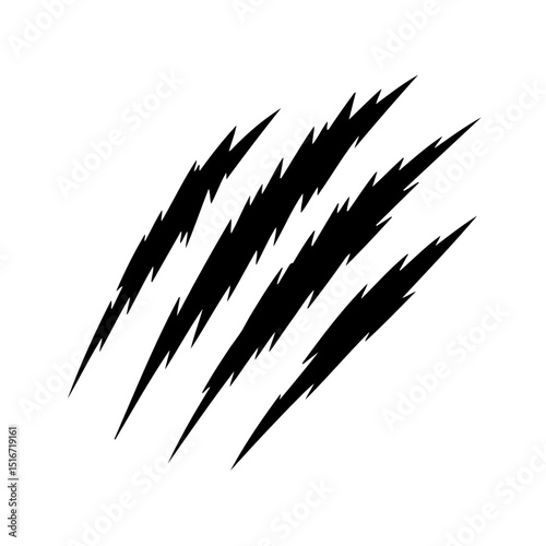 Sharp Claw Scratch Illustration - Bold Black Marking Design