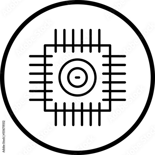 Microprocessor Line Icon Style