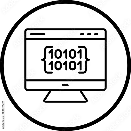 Binary Code Line Icon Style