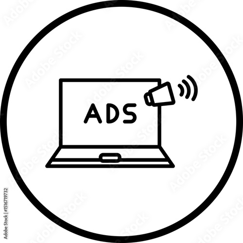Online Ads Line Icon Style