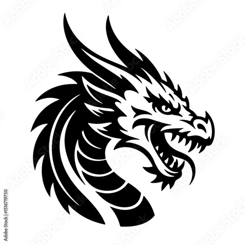 Wallpaper Mural Majestic Black Dragon Tattoo – Legendary Beast Symbol Design Torontodigital.ca