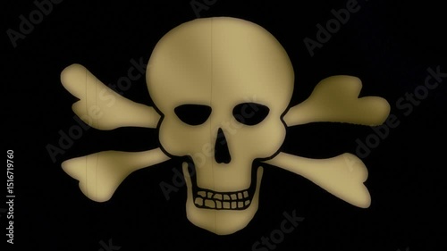 Simulated pirate flag, editing with vintage film effects and animated to wave slowly.