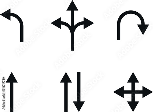 Simple black directional arrows on white background