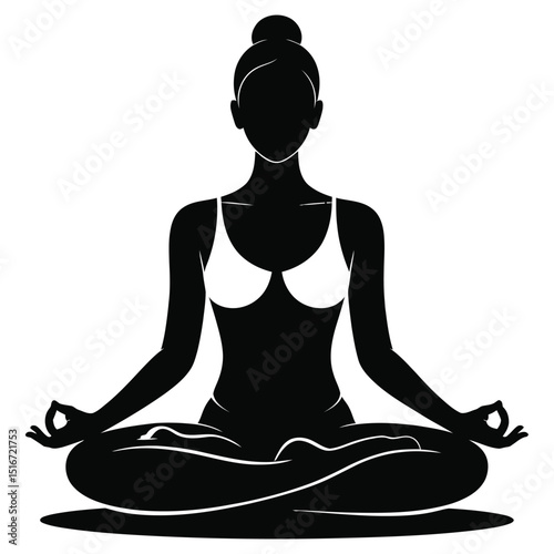 silhouette of a young woman meditating