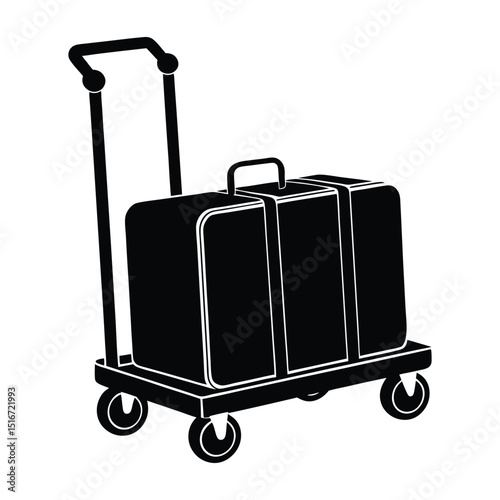 luggage trolley at station silhouette