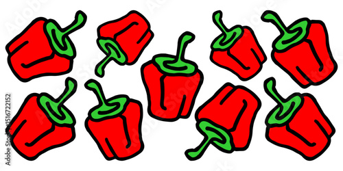 Vector color horizontal banner with fruits of sweet red peppers on a white isolated background