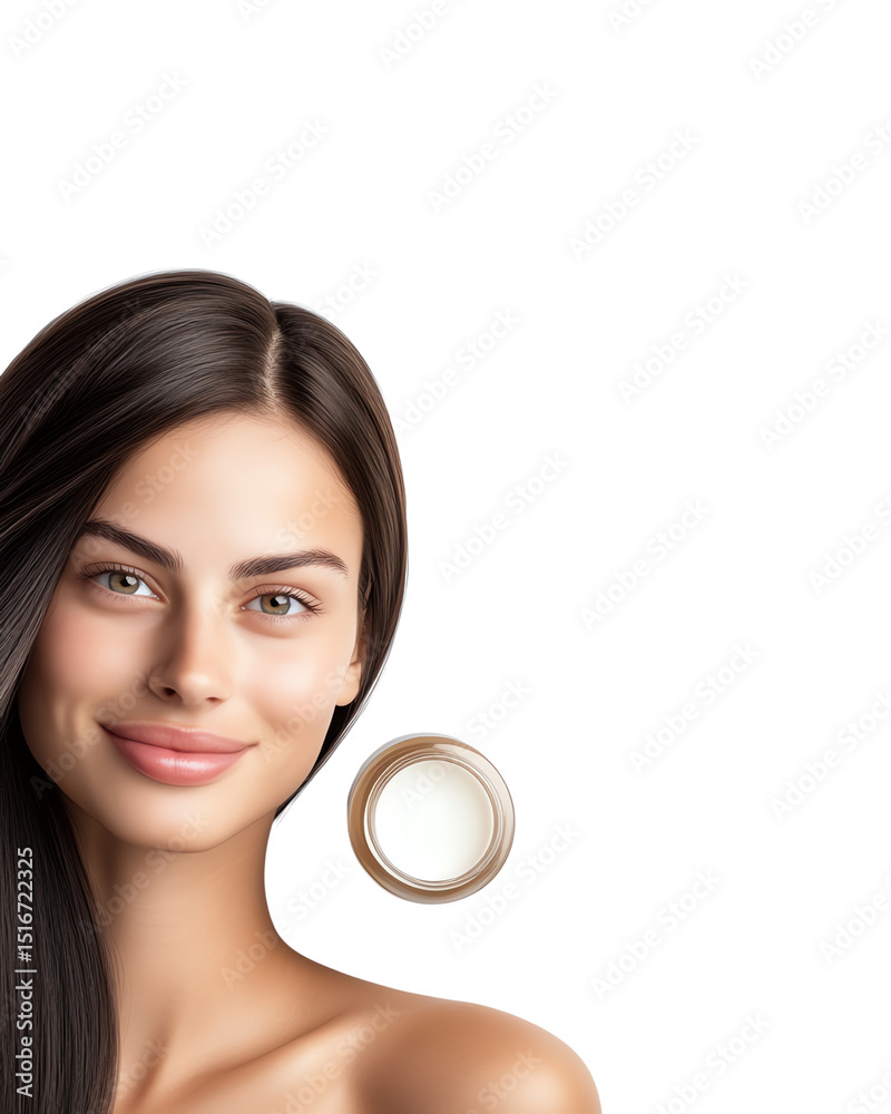 Element Isolated Transparent Beautiful woman showcasing skincare products. PNG DIE-CUT for advertising Element Isolated Transparent Beautiful woman showcasing skincare products. PNG DIE-CUT for advertising